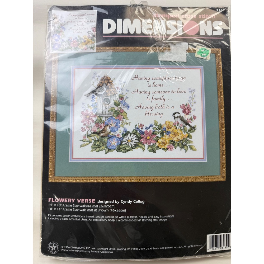 Vintage Dimensions Flowery Vase Birds Blessing Family Cross Stitch Kit New